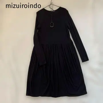 미즈이로 인드 허리 절개 개더 원피스 세탁 가능 고급 모달 울 혼방