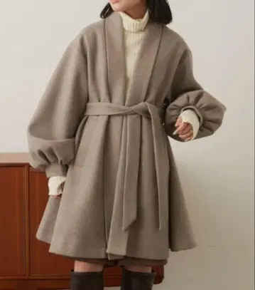 VANNIE U 가운 미들 코트 벨트 포함