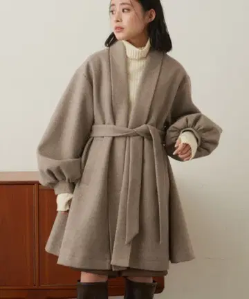 VANNIE U 가운 미들 코트 벨트 포함