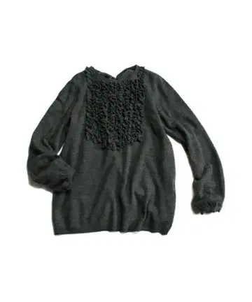 45R 울 융모 프릴 스웨터 그레이 백리본 사이즈 3 45rpm