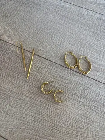 [미사용 새상품] 골드 후프 귀걸이 3세트