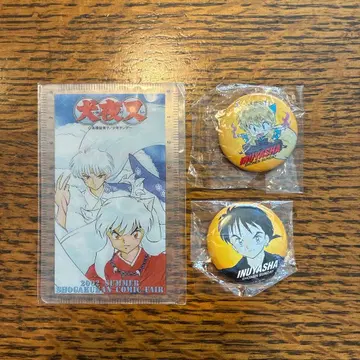 이누야샤 소학관 코믹 페어 캔뱃지와 클리어 눈금자(카드)