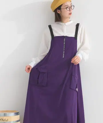 스트레치 나일론 오버롤 스커트 (퍼플)