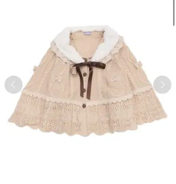 엑시즈팜 퍼 트리밍 니트 판초 아이보리