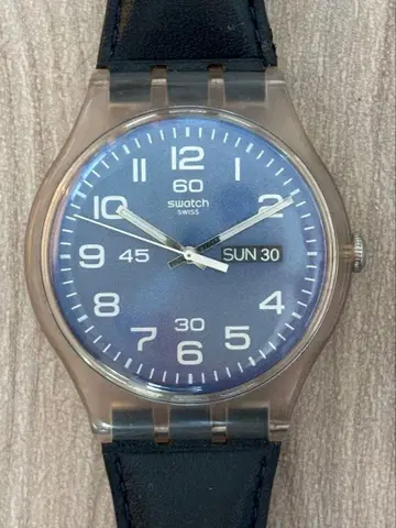 스와치 SWATCH V8 요일 날짜 표시 블루