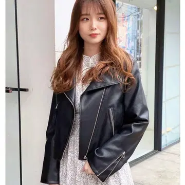 dazzlin 베이직 라이더 자켓 가죽 블랙