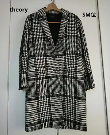 새상품급! theory 띠어리 화이트 블랙 체크 체스터 코트