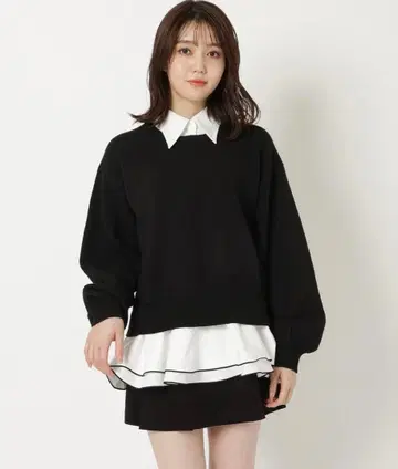 레이디 아젤 프릴 도킹 니트탑 블랙 새상품