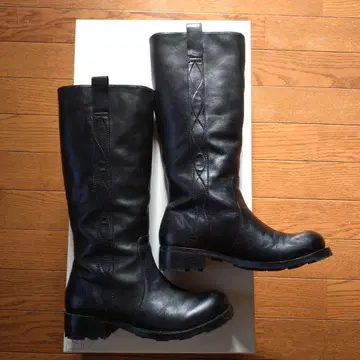 블랙 가죽 롱 부츠 24cm