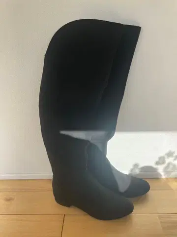 블랙 니하이 부츠 사이드 지퍼 부착