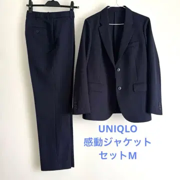새상품급 유니클로 감동 자켓 팬츠 네이비 M 상하의 세트 비즈니스 정장
