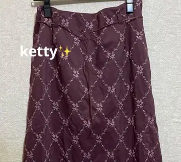 ketty 와인 레드 플레어 롱 스커트 꽃무늬 자수 새상품급
