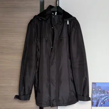 캘빈 클라인 블랙 후드 부착 자켓