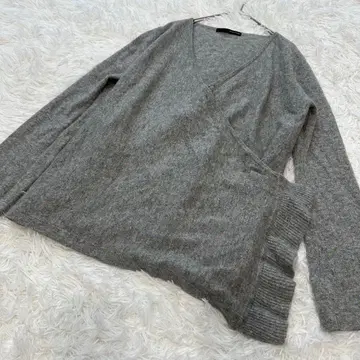 22 OCTOBRE 그레이 랩 디자인 니트 스웨터 긴팔 캐시미어