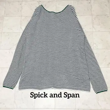 Spick and Span 코튼 보더 트리밍 니트 풀오버