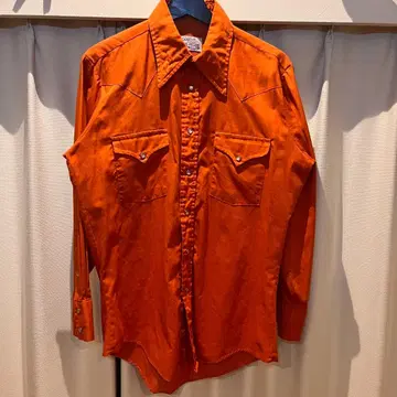 [추정 70's 빈티지] 웨스턴 셔츠 오렌지 M~L 사이즈 상당