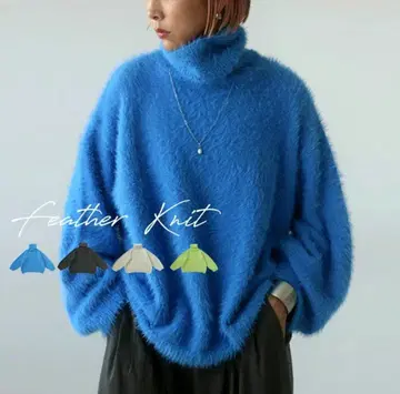 안티카*새상품! 페더 하이넥 니트*샤기 니트*Antiqua*