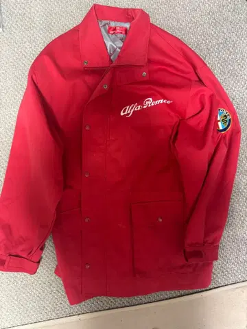 알파로메오 아우터 임팩트 레드 자켓 로고 지퍼