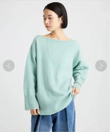 [Babylon2024] 울 캐시미어 보트넥 풀오버 라이트 그린