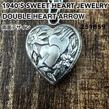스위트하트 주얼리 더블 하트 애로우 실버 빈티지 목걸이