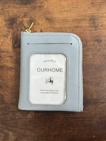 OURHOME 블루 그레이 가죽 미니 지갑