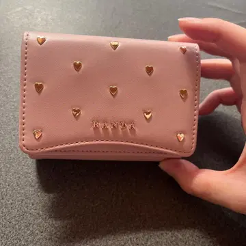 RANDA 핑크 하트 스터드 3단 폴더형 지갑