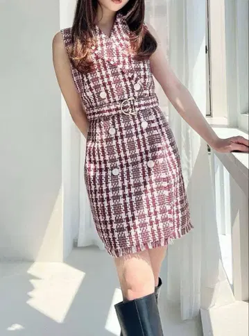 RESEXXY 프린지 트위드 미니 원피스