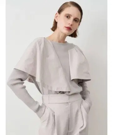 엘렌딕 플레어 슬리브 콤비네이션 니트 그레이