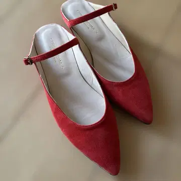 레드 스웨이드 플랫슈즈 스틸레토