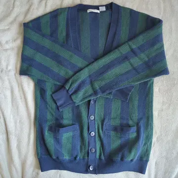 스트라이프 코튼 100% 가디건 남성용 M