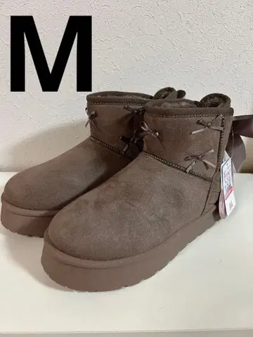 시마무라 아오키 미사코 콜라보 부츠 스웨이드풍 무스탕풍 부츠 카멜 M