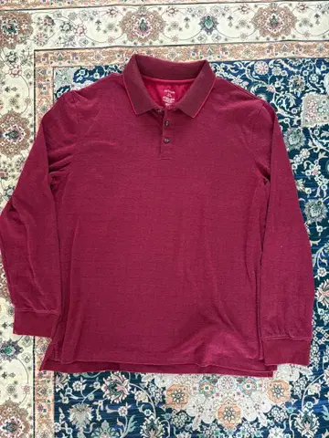 GEORGE 와인 레드 긴팔 피케 셔츠 L 구제 의류