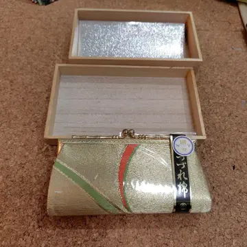 명직 자카드 금박 가마구치 지갑 골드 컬러