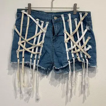데님 숏팬츠 [XL] 로프 장식 포함