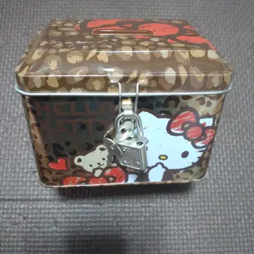 산리오 헬로키티 캔 뱅크 저금통 자물쇠 포함 레오파드 무늬