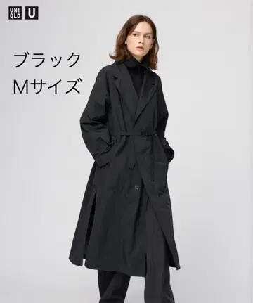 유니클로 스탠다드 칼라 롱 코트 BLACK M 사이즈