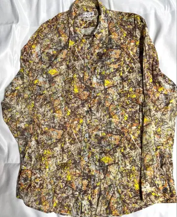 명작! 폴스미스 잭슨 폴록 프린트 셔츠 M 스톤 로지스