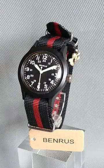 BENRUS 손목시계 벨트 블랙/레드