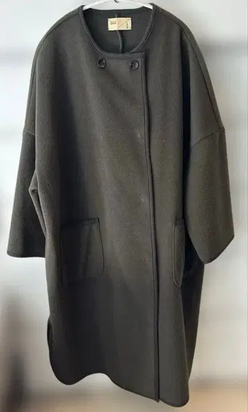 나노 유니버스 노카라 코트 카키색 모 혼방 오버 사이즈 루즈핏 따뜻함