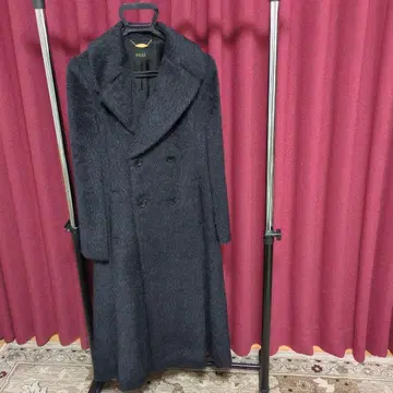 MAGGY 다크 그레이 더블 브레스트 롱 코트