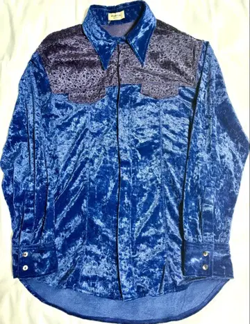 아틀리에 서브 긴팔 셔츠 M 벨벳 사이키 히피 60's 70's