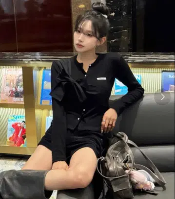 CRANK SEOUL Ribbon Tide Knit Cardigan F