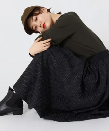 IENA DOT 자카드 턱 스커트 블랙