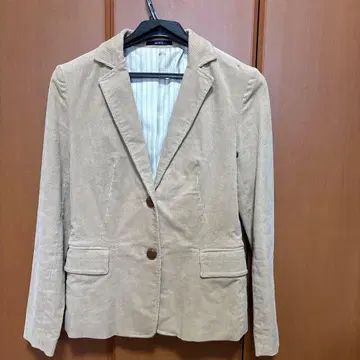 베이지 코듀로이 더블 버튼 자켓