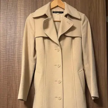 미쉘클랑 울 롱 코트 38 캐시미어 혼방 베이지 일본제