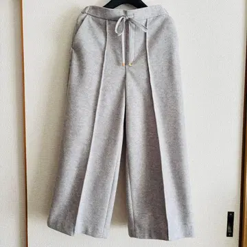 울 라이크 라이트 그레이 와이드 팬츠 M 엘르 코토나 작은 키