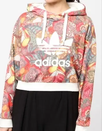 adidas 트레포일 플라워 패턴 올 패턴 후드티 숏 기장