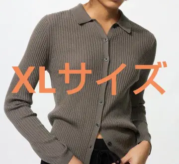 메리노 블렌드 리브 폴로 가디건 그레이 xl 유니클로