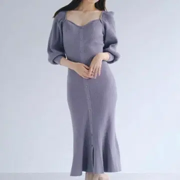 SNIDEL Sustainable 프론트 버튼 니트 원피스