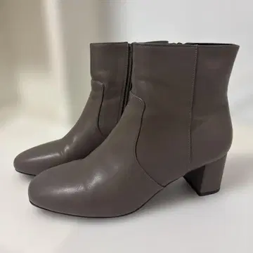 ORientaLTRaffic 세련된 그레이 가죽 지퍼 부츠 중간 힐